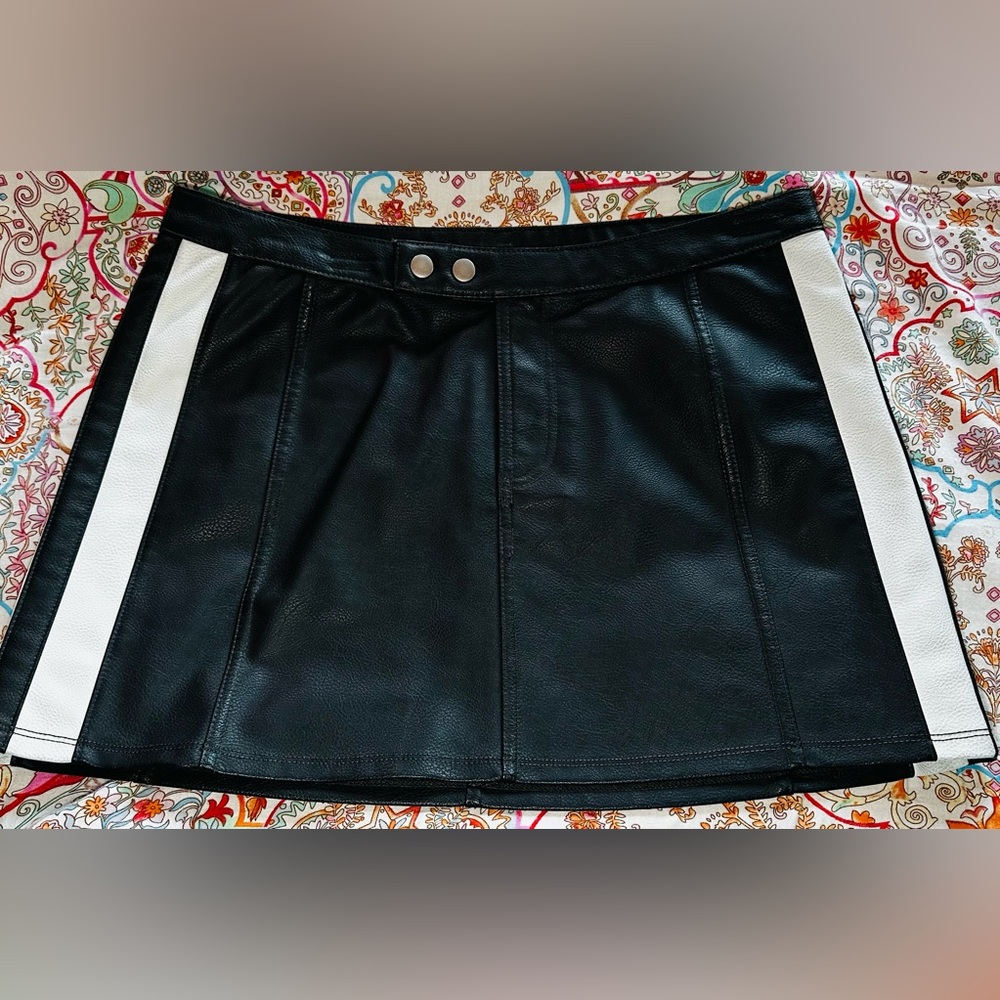 Faux leather Black and White Women's Skirt